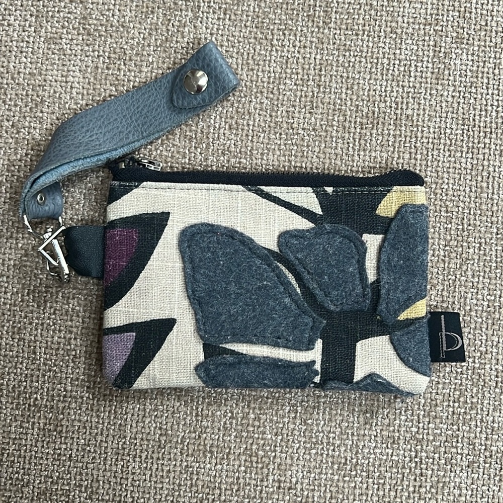 Handmade Floral Wristlet with detachable leather wrist strap
